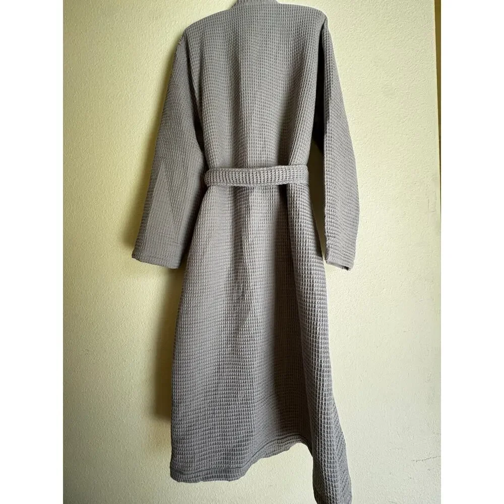 Quince Unisex Organic Turkish Waffle Robe Grey Large - Picture 3 of 8